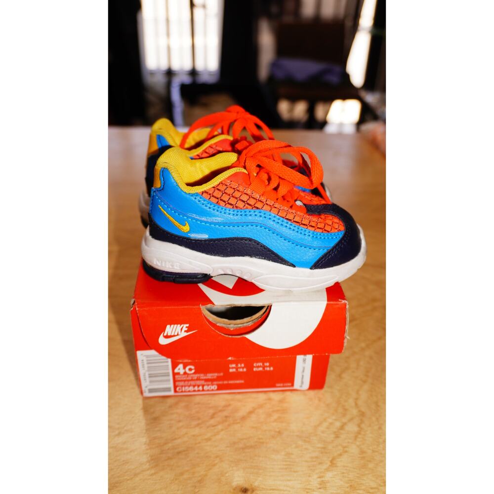 Nike Air Max 95 Toddler Size 4C Bright Crimson Amarillo Blue Kids Shoes - Picture 12 of 16